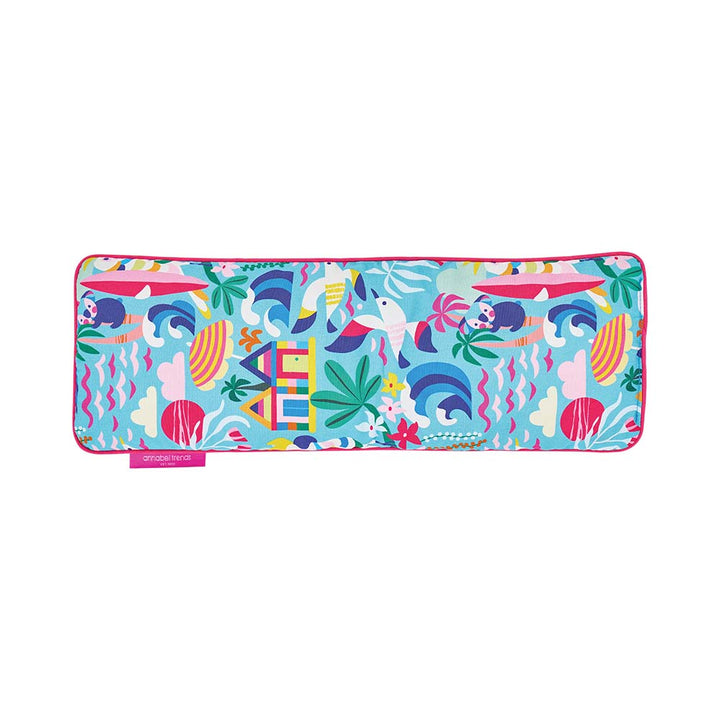 Colourful heat pillow with mermaid and unicorn design on a white background