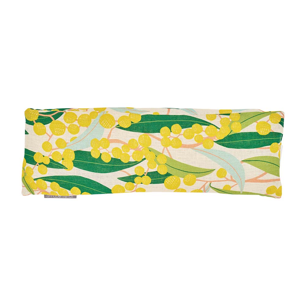 Heat Pillow with yellow floral pattern on a white background