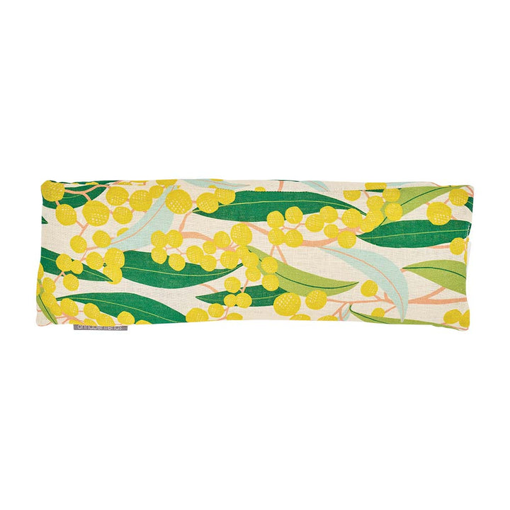 Heat Pillow with yellow floral pattern on a white background