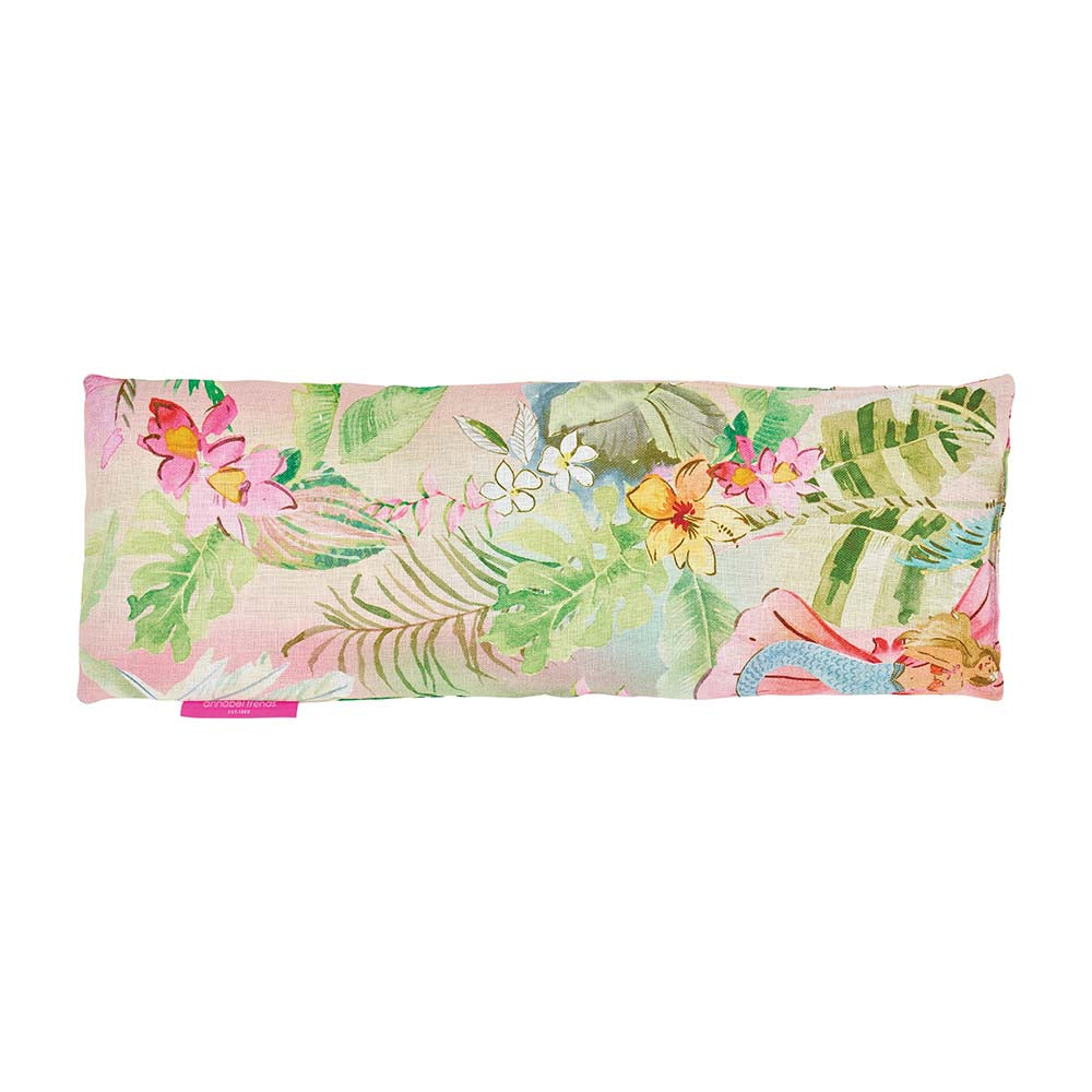 Floral and leaf patterned heat pillow on a white background