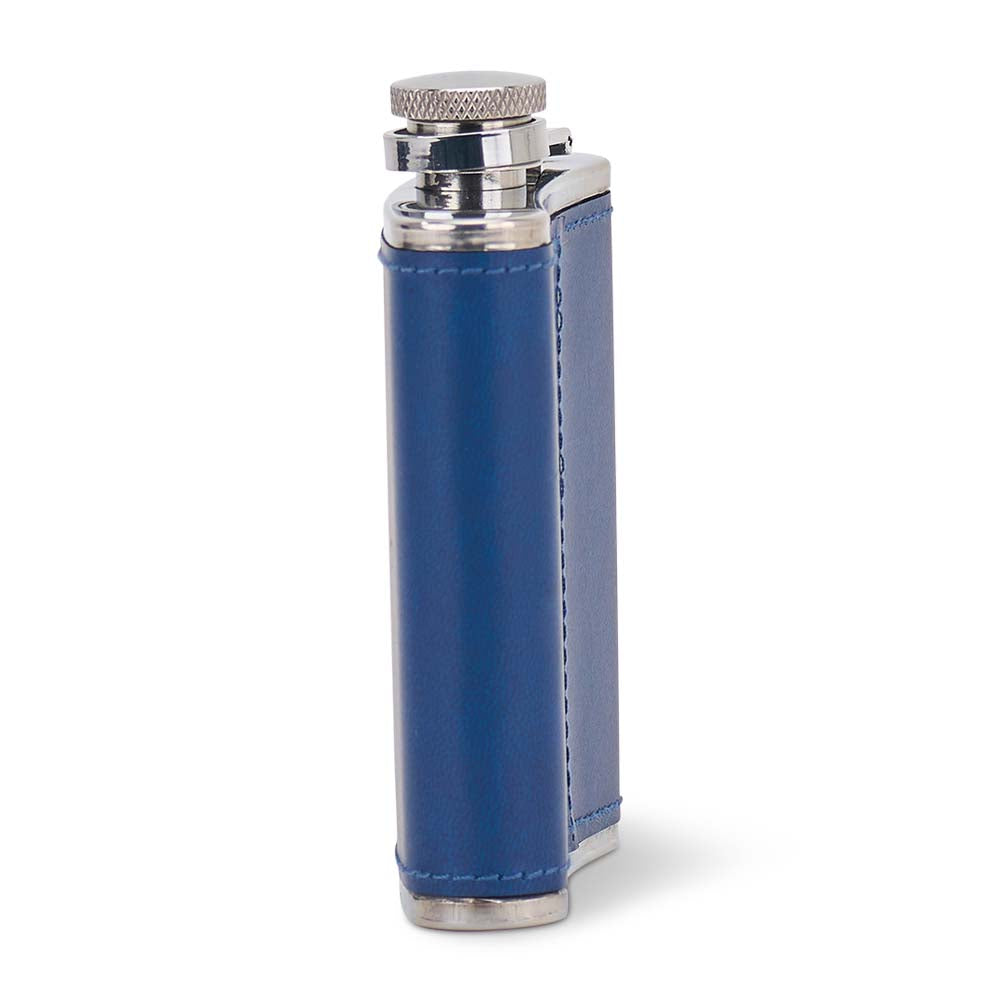 Blue lighter with silver top on a white background