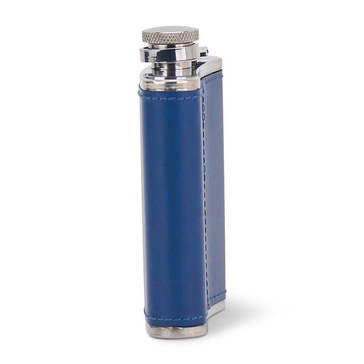 Blue lighter with silver top on a white background