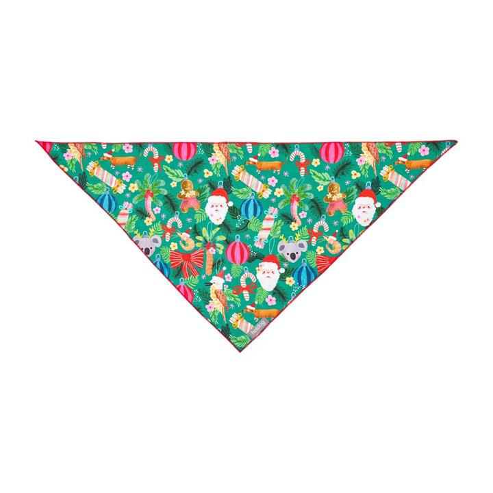 Hotdog pet banner with green christmas print banner