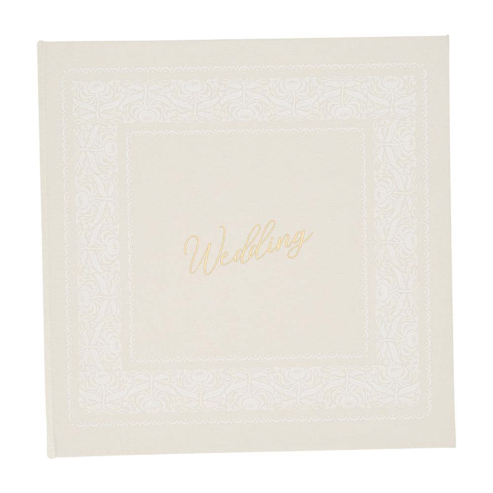 White textured card with 'Wedding' in gold text on a white background