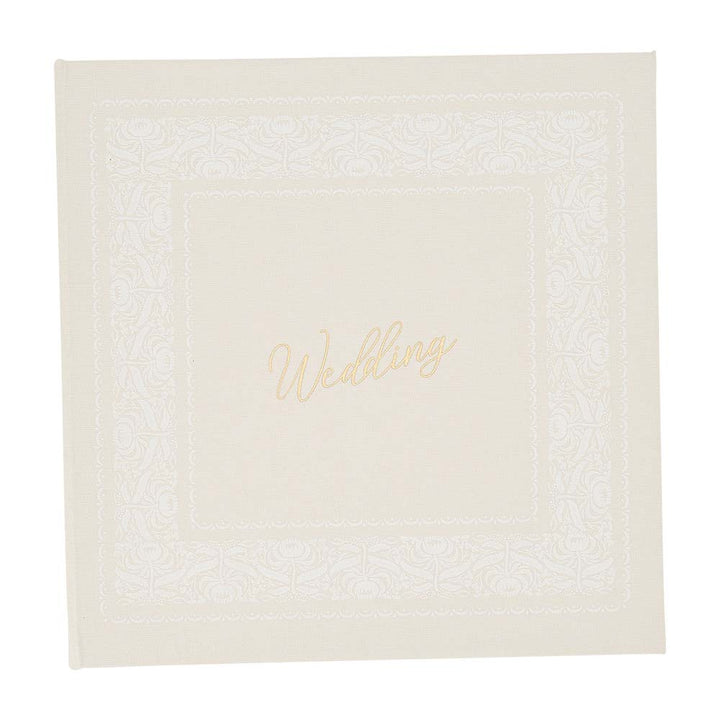 White textured card with 'Wedding' in gold text on a white background