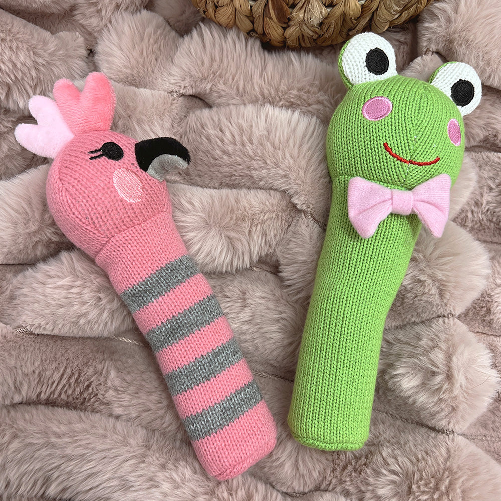 ANNABEL TRENDS KNIT RATTLES - GALAH & FROG