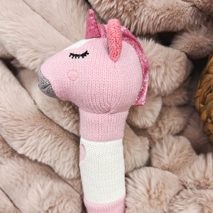 ANNABEL TRENDS KNIT RATTLES - UNICORN