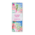 Packaging of an annabel trends laundry bag with colorful leaf design on a white background