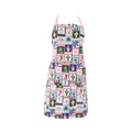 Colourful linen celestial dreams apron with geometric pattern on a white background