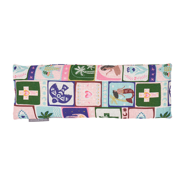 Colourful heat pack with a celestial dreams pattern and on a white background