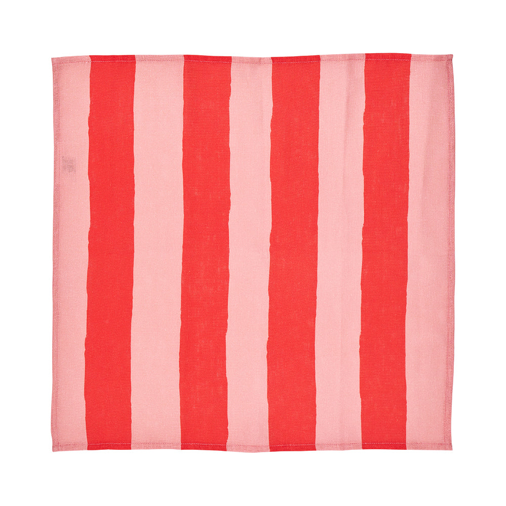 Annabel Trends Linen Napkin Set in Red Stripe
