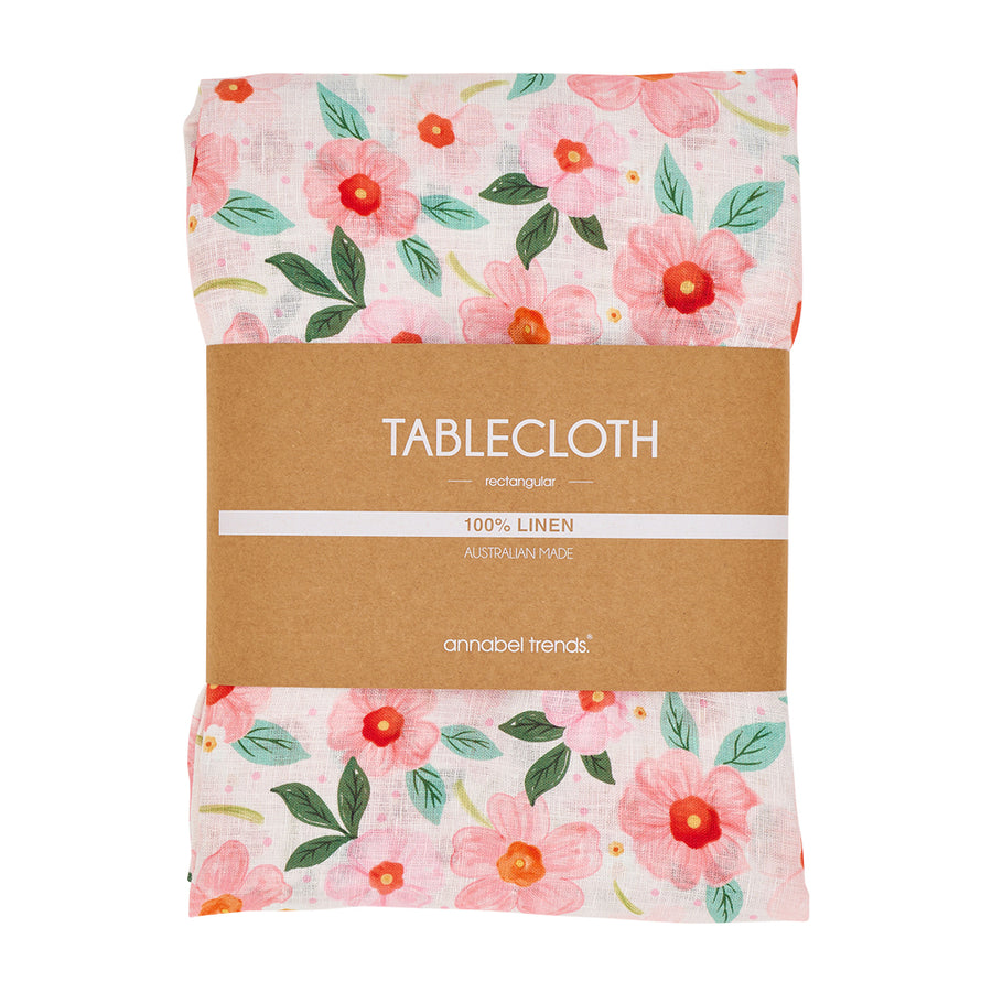 Floral tablecloth packaging with 'annabel Trends' branding on a white background