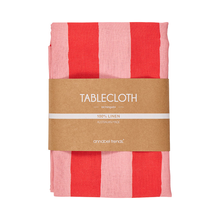 Annabel Trends Linen Tablecloth in Red Stripe