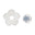 Flower-shaped metal washer and round metal washer on a white background
