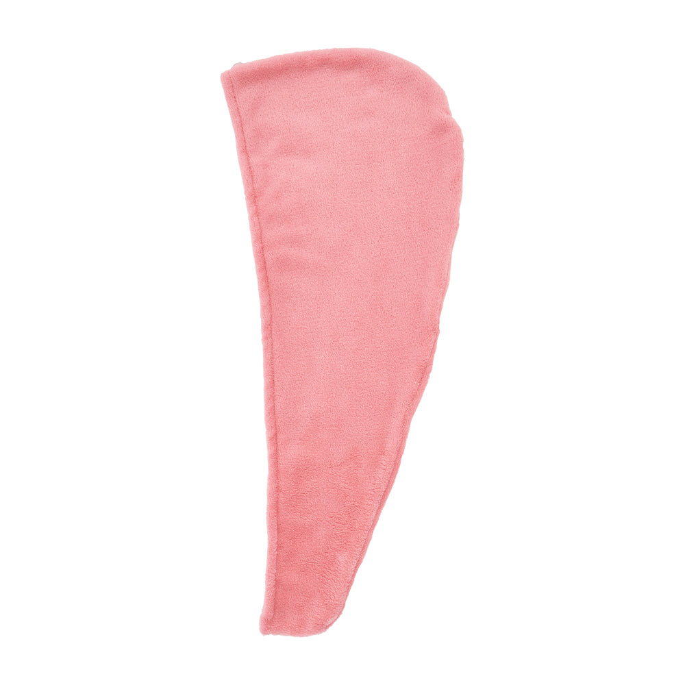 Pink fabric hair turban towel on a white background