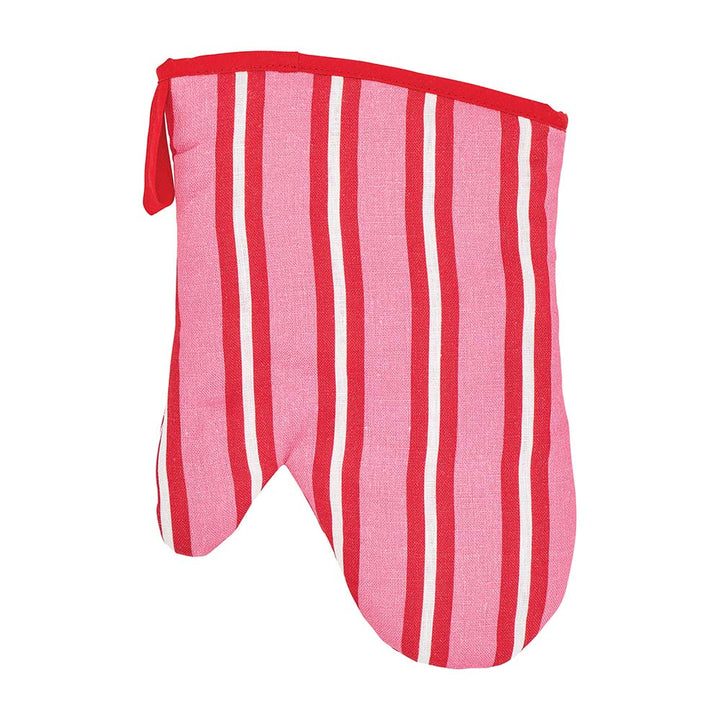 Red and white striped apron on a white background