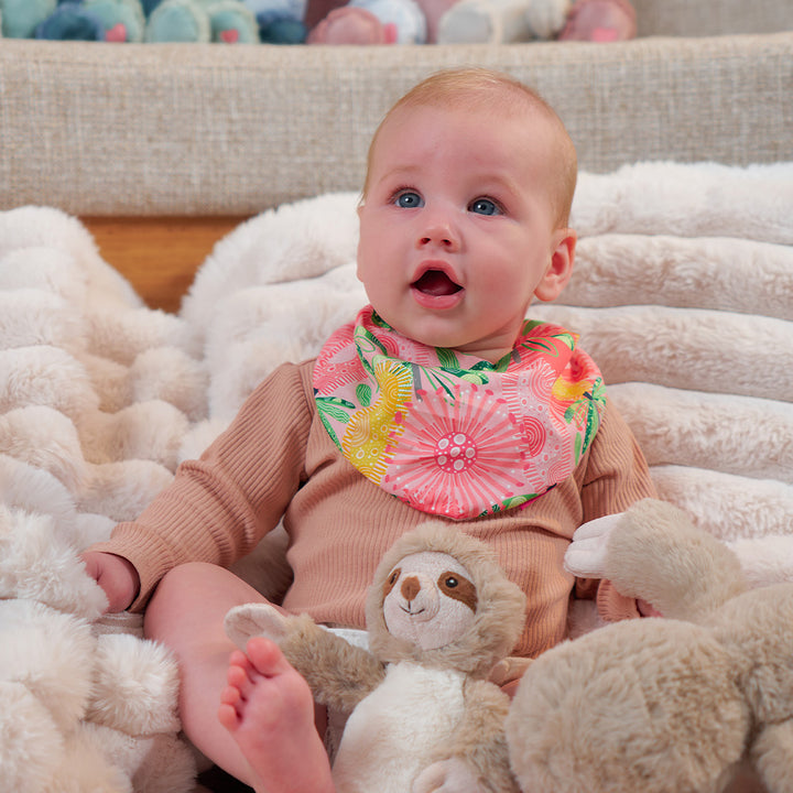 Annabel Trends Pink Banksia Bandana Bib