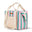 Striped cooler bag with a handle on a white background