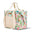 Floral patterned tote bag with a woven section on a white background