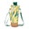 Wine bottle bag with floral pattern and wicker base on a white background