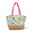 picnic Tote bag with floral pattern and wicker base on a white background