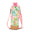Floral-patterned wine bottle bag with pink drawstring and woven base on a white background