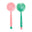 Pink and green marbled salad servers on a white background