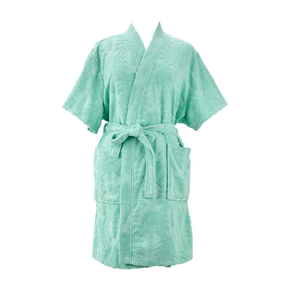 Green textured robe on a white background