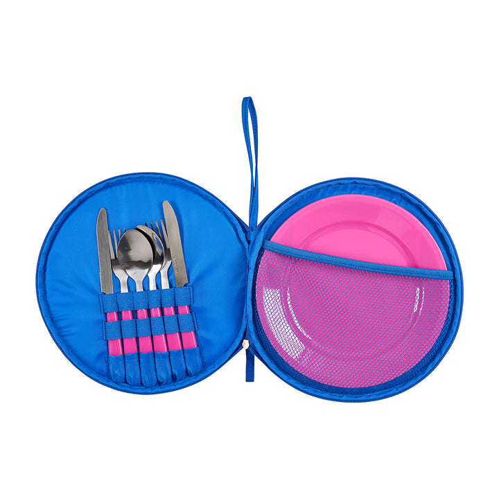 Annabel Trends Picnic Round Plate and cutlery set in Fiesta