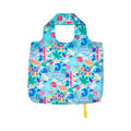 Colorful reusable shopping bag with tropical design on a white background