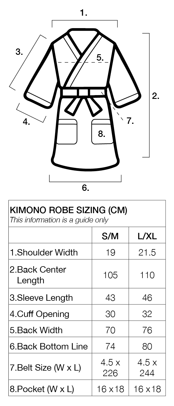 sizing chart kimono