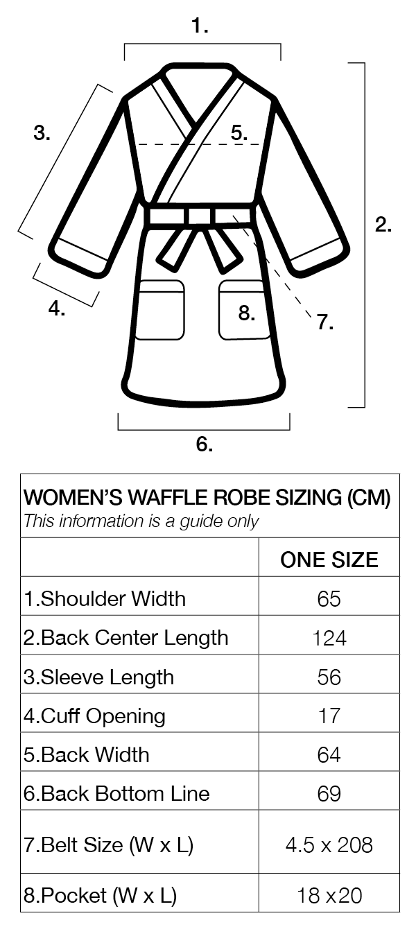 Cosy Luxe Robe Sizing Chart