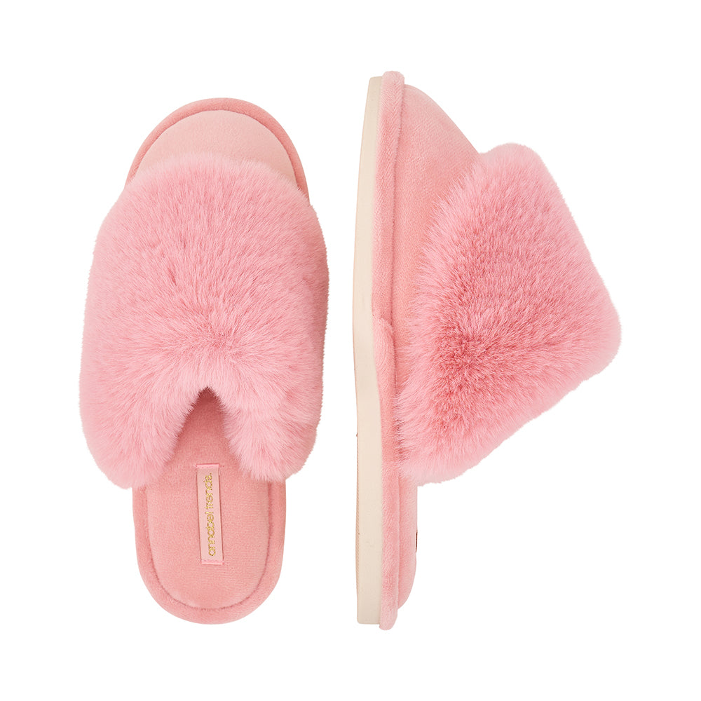 Pink Lemonade closed toe fluffy cosy luxe slippers