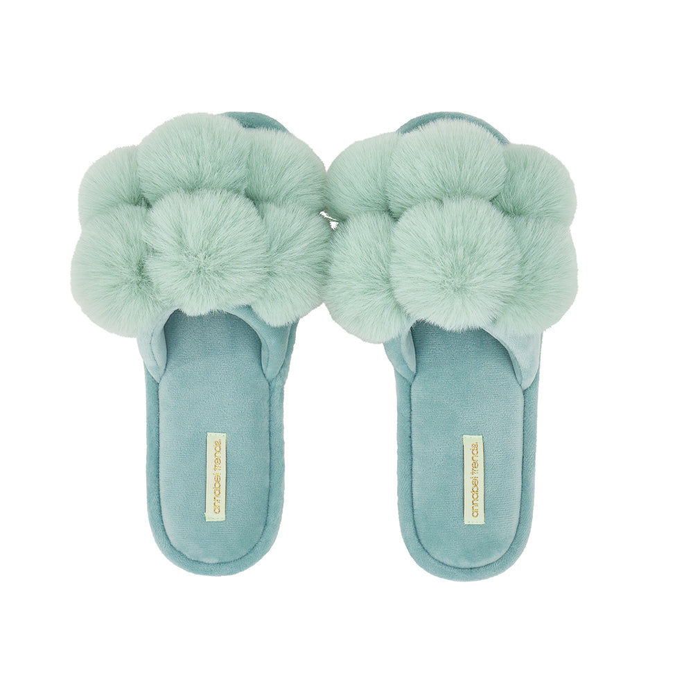 Mist Green Pom pom slippers