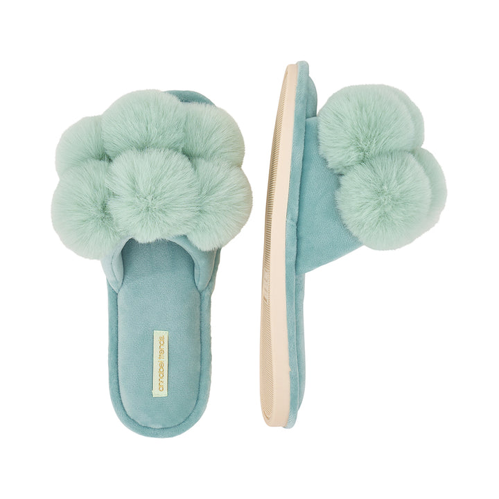 Mist Green Pom pom slippers