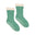 Pair of sage green knitted sherpa lined socks on a white background