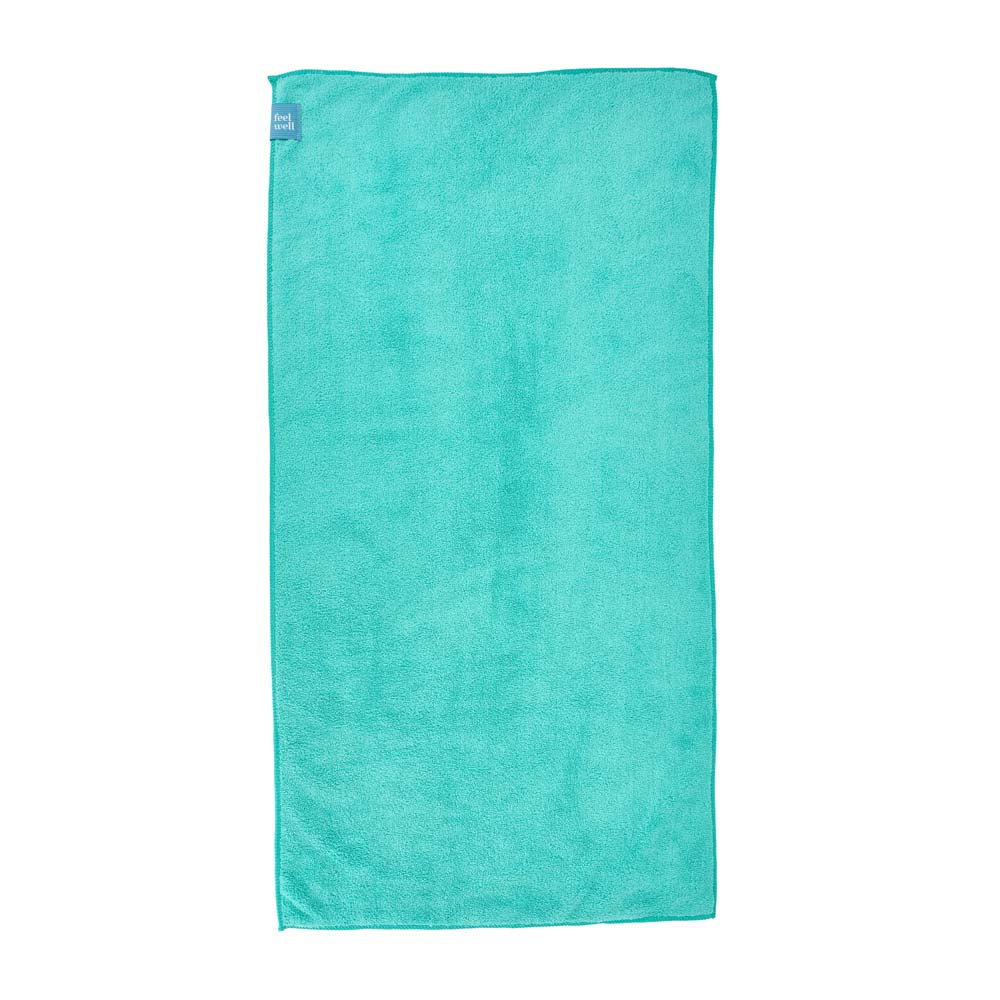 Turquoise towel on a white background