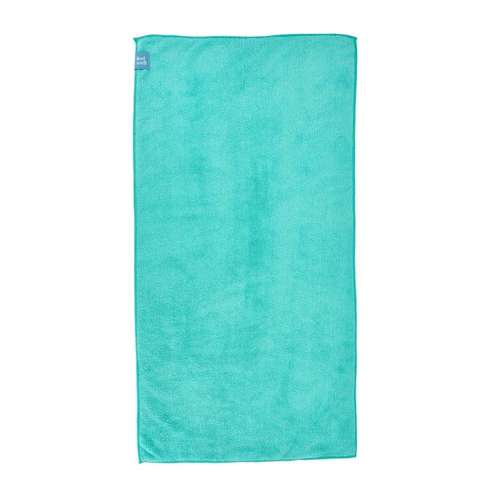 Turquoise towel on a white background