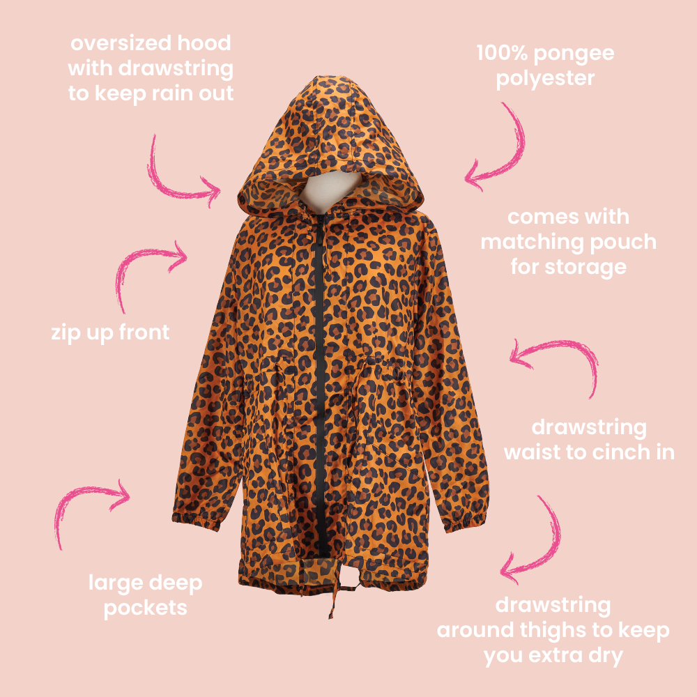 info graphic for spray jacket in ocelot