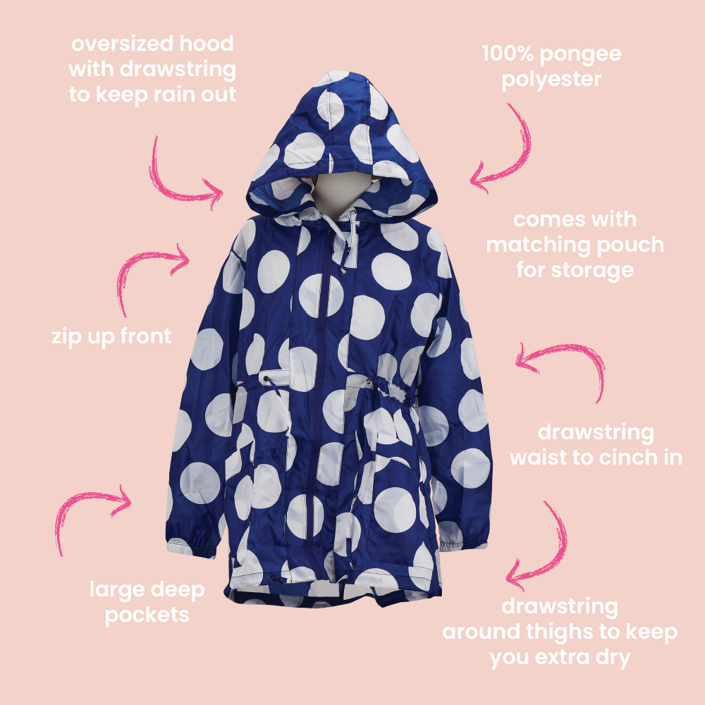 info graphic for spray jacket in navy spot