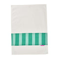 Towel with green striped pattern on a white background