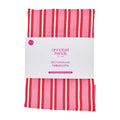 Red and pink striped rectangular tablecloth with 'annabel trends' packaging on a white background