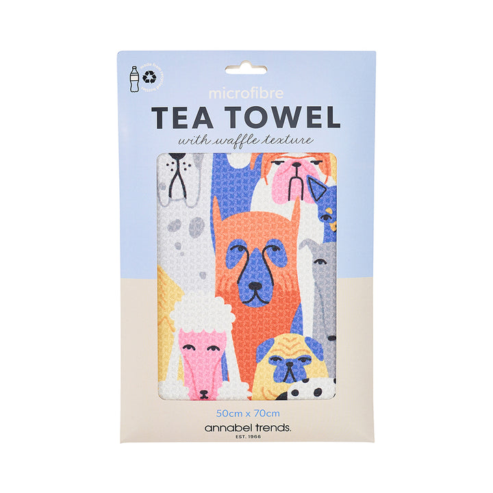 Packaged tea towel with animal design on a white background