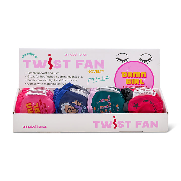 Annable Trends original Twist Fan counter pack in novelty fun designs