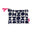 Navy and white patterned travel packing cube case with pink accents on a white background
