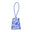 Blue and white patterned luggage tag on a white background
