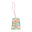 Mermaid-themed luggage tag with a pink strap on a white background