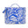 Blue and white patterned bag with tassel on a white background