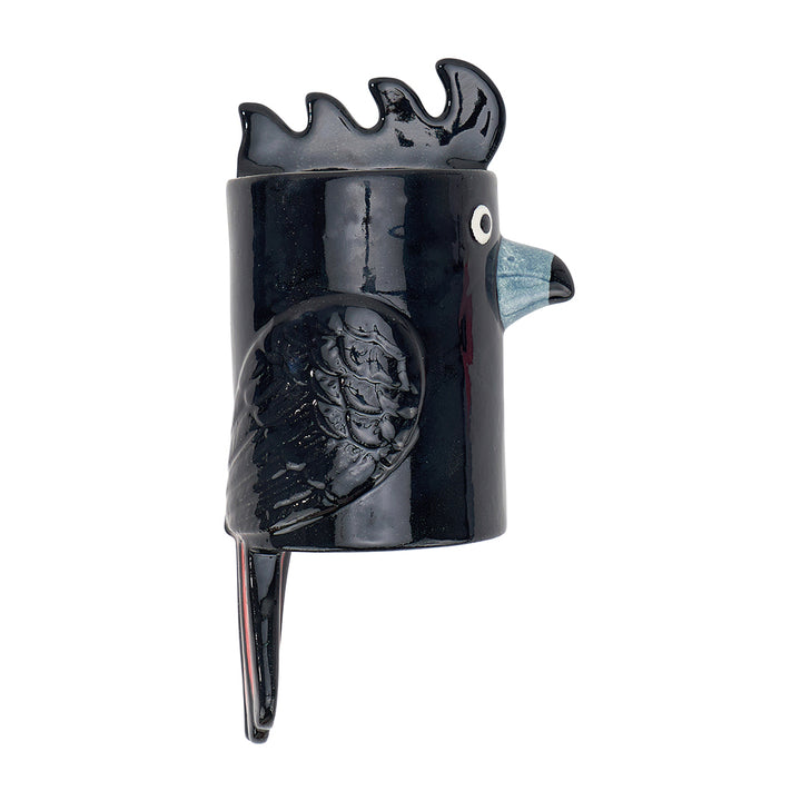 Black Cockatoo ceramic vase on a white background