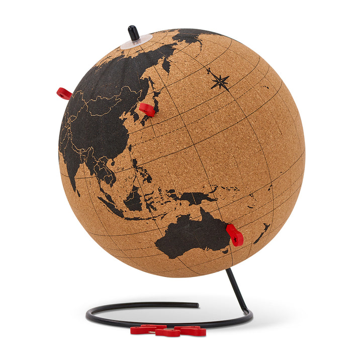 Cork world globe on a stand